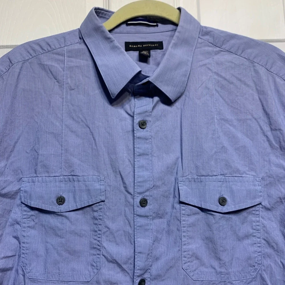 Banana Republic Button Down Shirt XL Tall Micro-Stripe Preppy Classic Casual